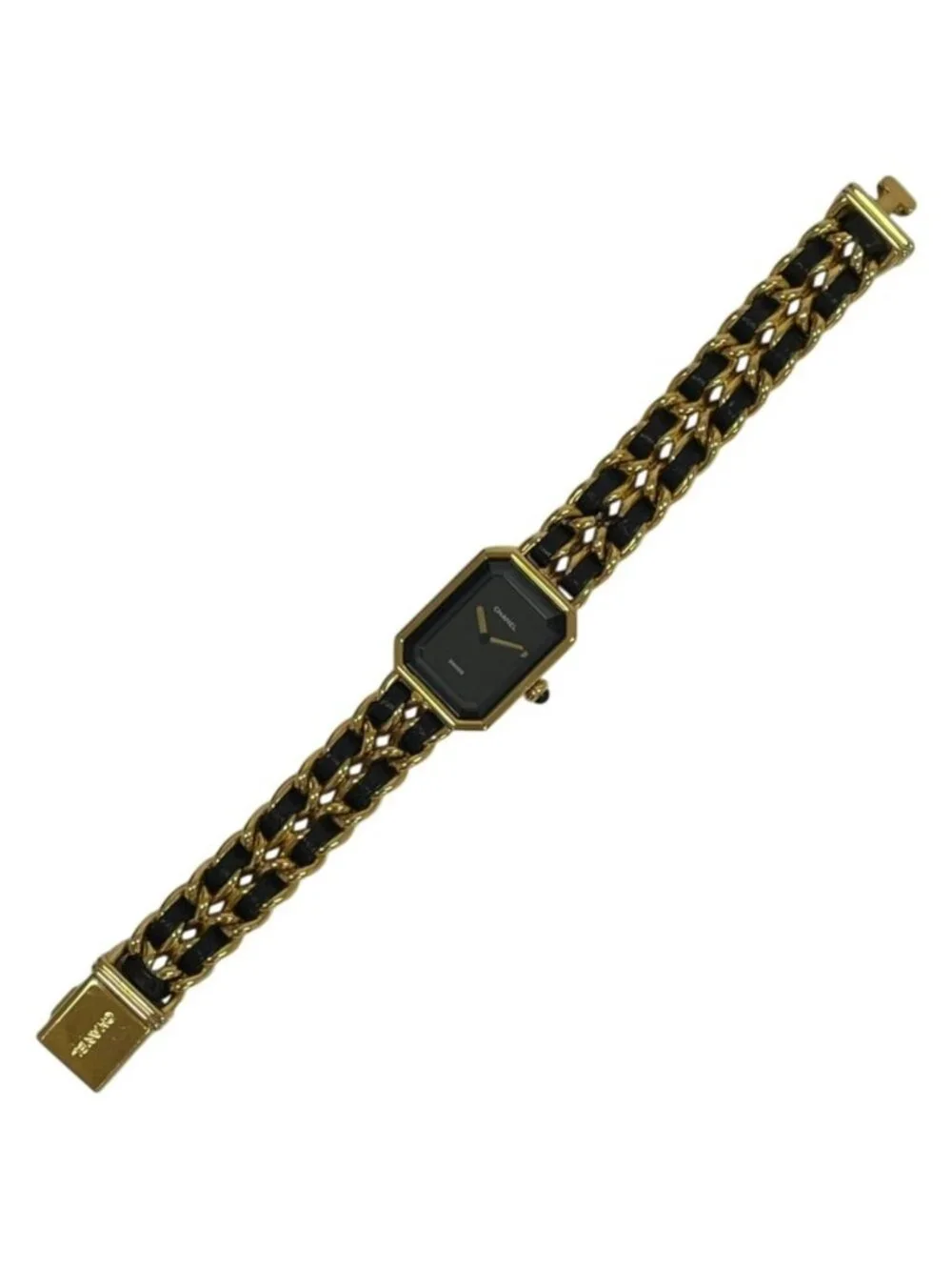 Chanel Premiere L Bracelet Watch Black Dial Gold Colored